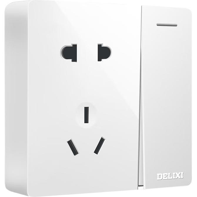 德力西 CD158系列 一开单控五孔插座 时尚白 2.89元