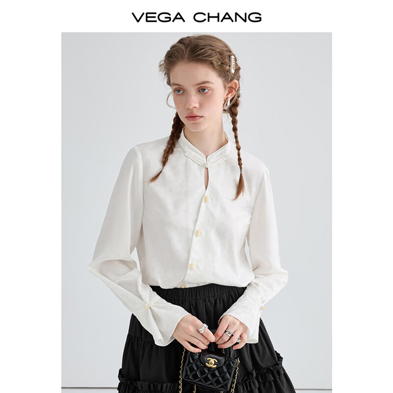 20点开始：VEGA CHANG 新中式衬衫女 云锦白 79元包邮（店铺会员价78.21元）