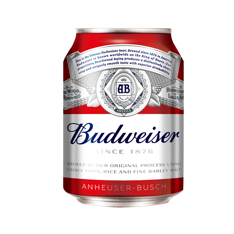 限地区、PLUS会员：Budweiser 百威 拉格啤酒经典255ml*24听小罐mini罐啤酒整箱装 