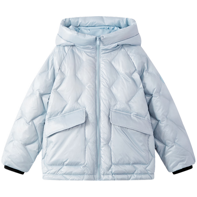 马骑顿 男童25冬学院风女童面包服保暖连帽羽绒服 浅蓝 140 194元（需用券）