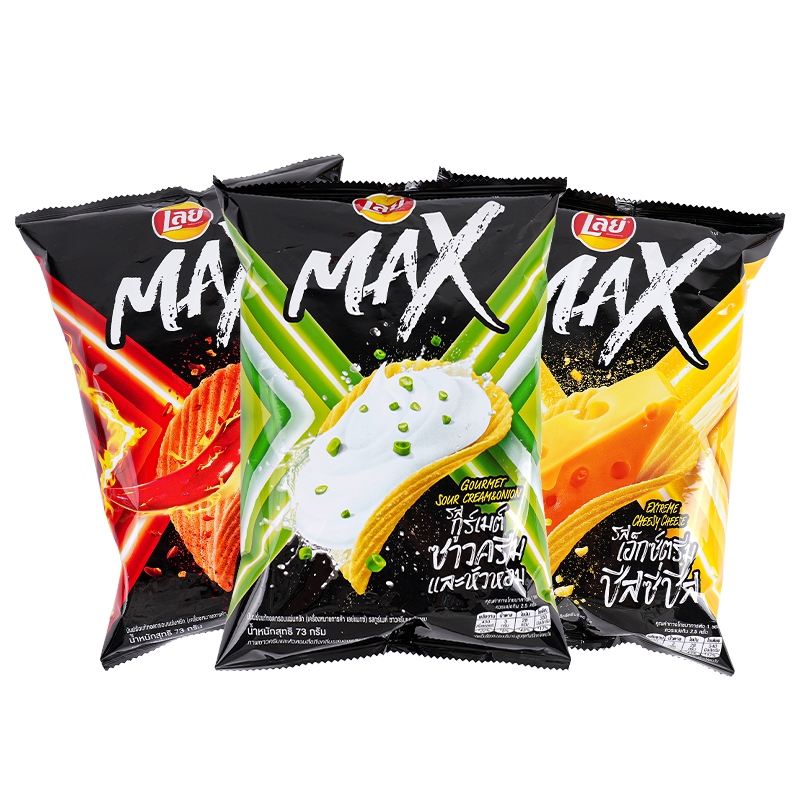 Lay's 乐事 泰国版MAX鬼椒奶酪酸奶油洋葱味薯片 73g*3 29.8元