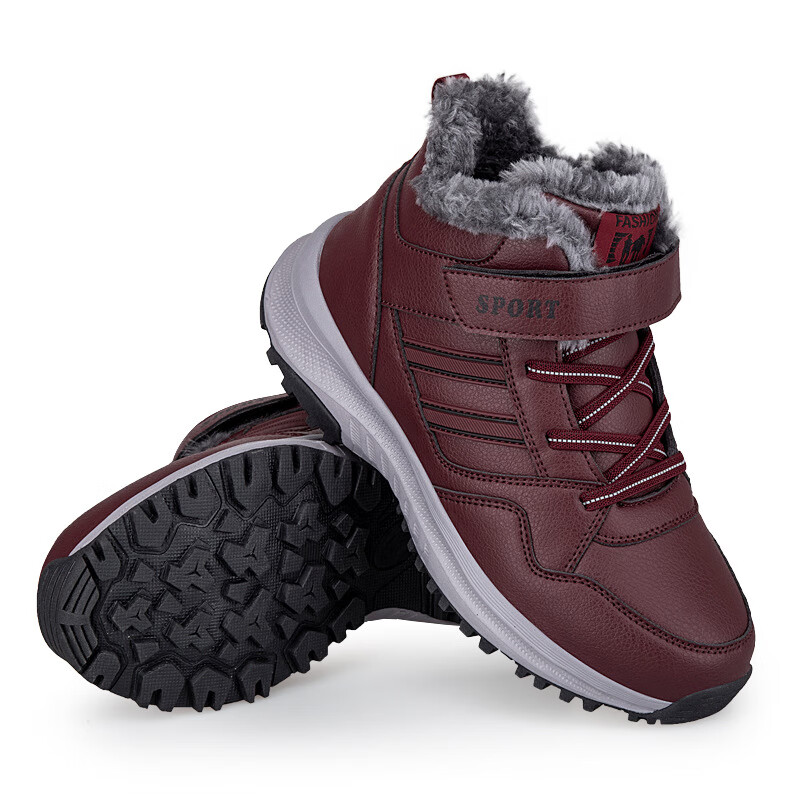 足力健步鞋中老年人冬季新款加绒加厚棉绒 123元（需用券）