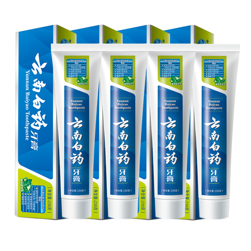 京东百亿补贴、PLUS会员：云南白药牙膏 经典系列牙膏套装 230g*4家庭装 90.88