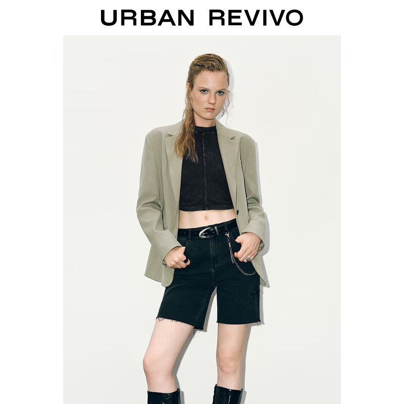 URBAN REVIVO UR2024秋冬女装通勤廓形平驳领西装外套UYV140019 卡其 S 249.5元