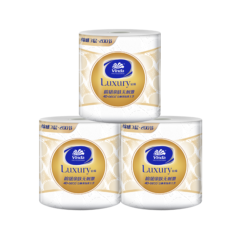PLUS会员：维达 有芯卷纸铂臻高级 VS4300 200节3层*10卷 棉感舒适卫生纸 34.62元(