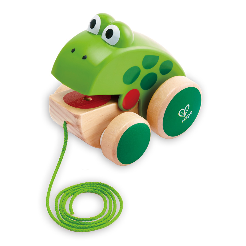88VIP：Hape 木制牵绳拖拉青蛙1岁宝宝学走路学步儿童益智玩具周岁礼物 44.18