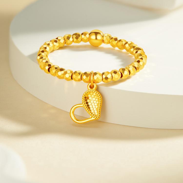 11日10点、年货大集、超V会员：六福珠宝 黄金戒指 童心蹦迪珠爱心四叶草 