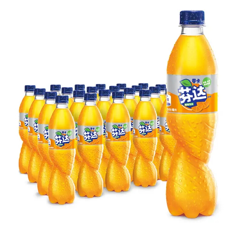 Fanta 芬达 可口可乐（Coca-Cola）芬达 Fanta 无糖零卡橙味汽水饮料500ml*12瓶 整