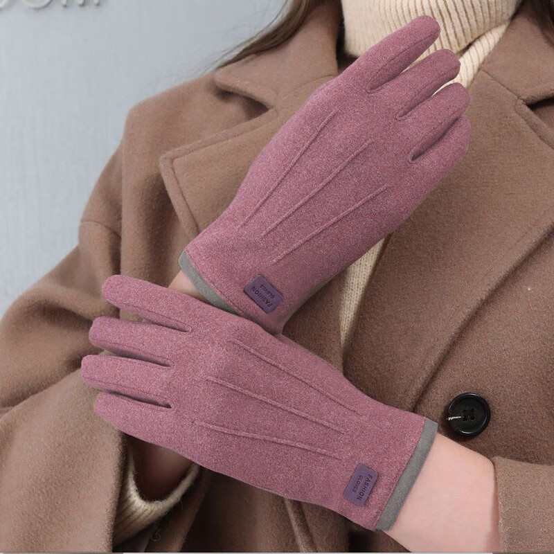 达芬奇密码 冬季保暖可爱女生日系太阳花扣加绒分指手套带触屏 19.5元（需