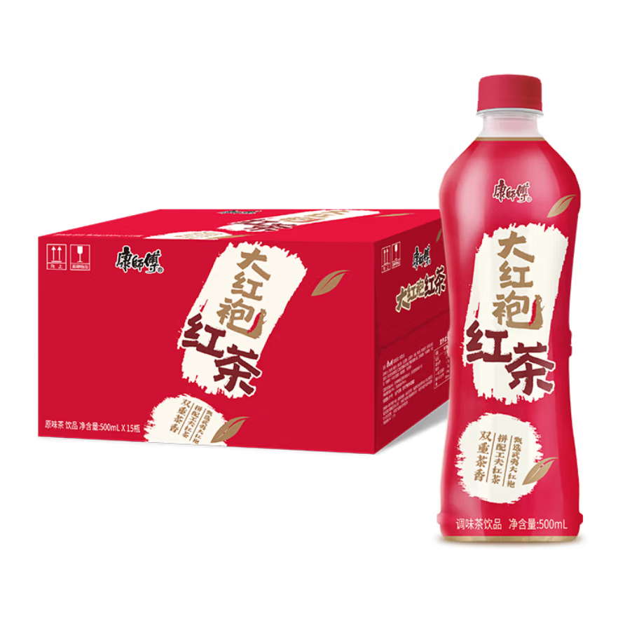 临期：康师傅大红袍红茶 茶饮料 整箱装 500ml*15瓶 25.9元