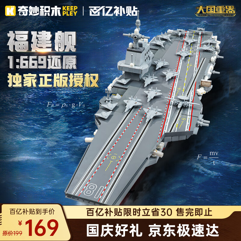 奇妙积木 大国重器系列 23028 福建舰 1621PCS 160.55元