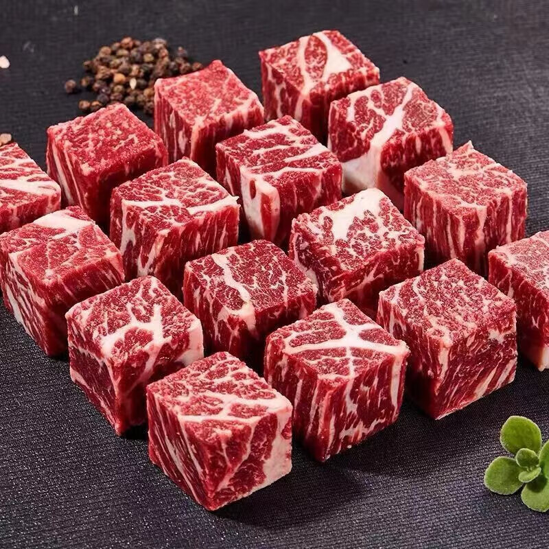 澳洲进口M5原切雪花牛肉粒*200g*5盒(净重) 22元