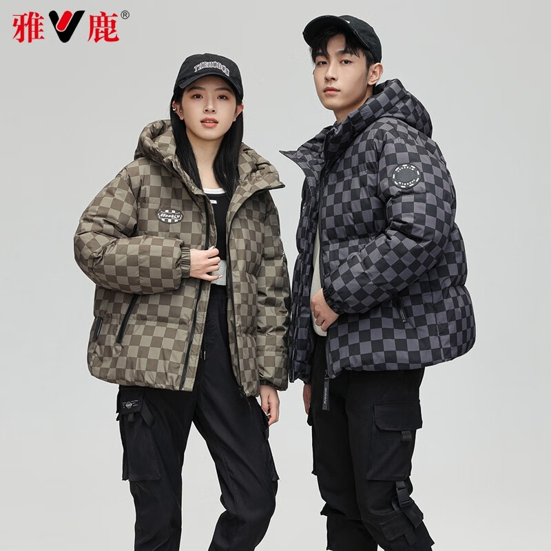 雅鹿 反季时尚短款连帽羽绒服男女装同款加厚保暖外套 159元（需用券）
