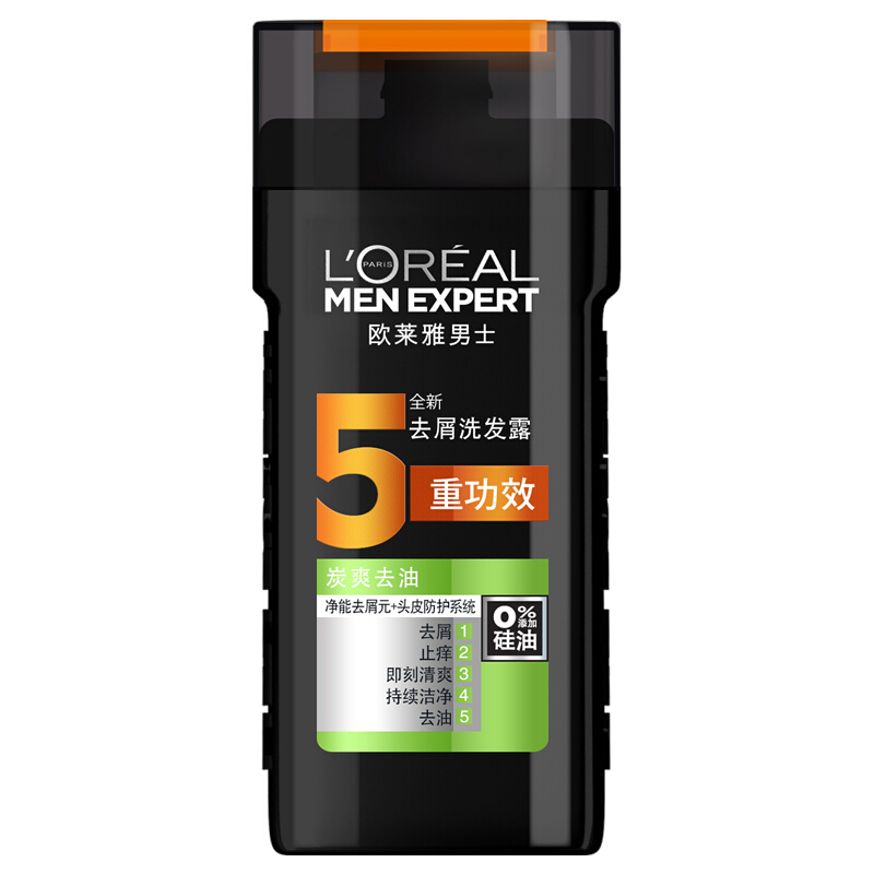 L'OREAL PARIS 炭爽去油男士去屑洗发露 200ml 19.38元