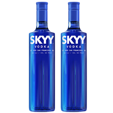 PLUS会员: SKYY 深蓝 伏特加原味 原装进口 洋酒鸡尾酒基酒 750ML*2瓶 组套装 81.8