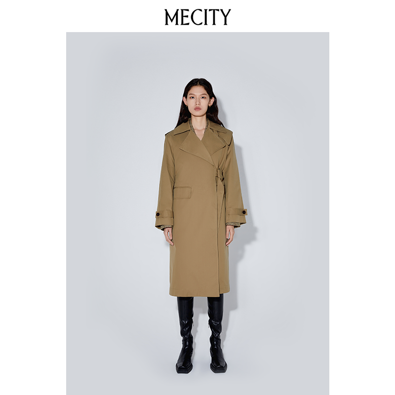 百亿补贴：MECITY 秋季羊毛混纺精致时尚女梭织长款百搭风衣外套 148.67元