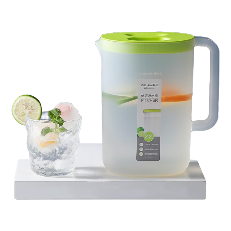 PLUS会员：茶花 塑料家用大容量凉水壶 有刻度线 2200ml 9.42元包邮（需用券）