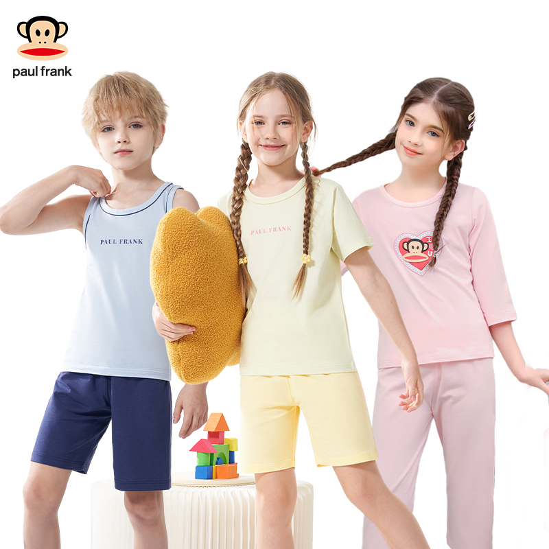大嘴猴 夏季儿童纯棉背心短袖家居服套装（110~160码）男女童多款 29.9元起包