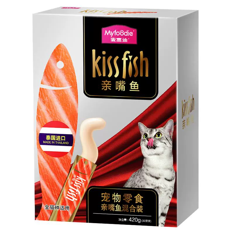 麦富迪 猫零食亲嘴鱼猫条14gx30成幼猫咪湿粮鸡胸鱼肉通用 ￥23.66