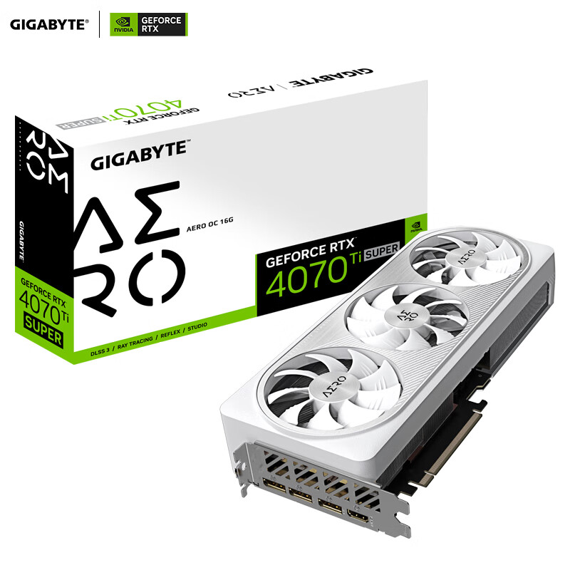 技嘉 GeForce RTX 4070 Ti SUPER AERO OC 16G 雪鹰 显卡 6999元