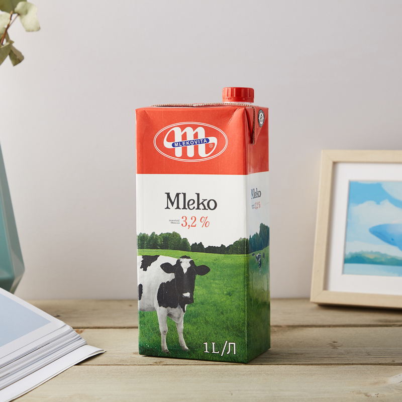 MLEKOVITA 妙可 波兰进口黑白牛系列 全脂3.2UHT纯牛奶1L*12盒全脂高钙 89元（需
