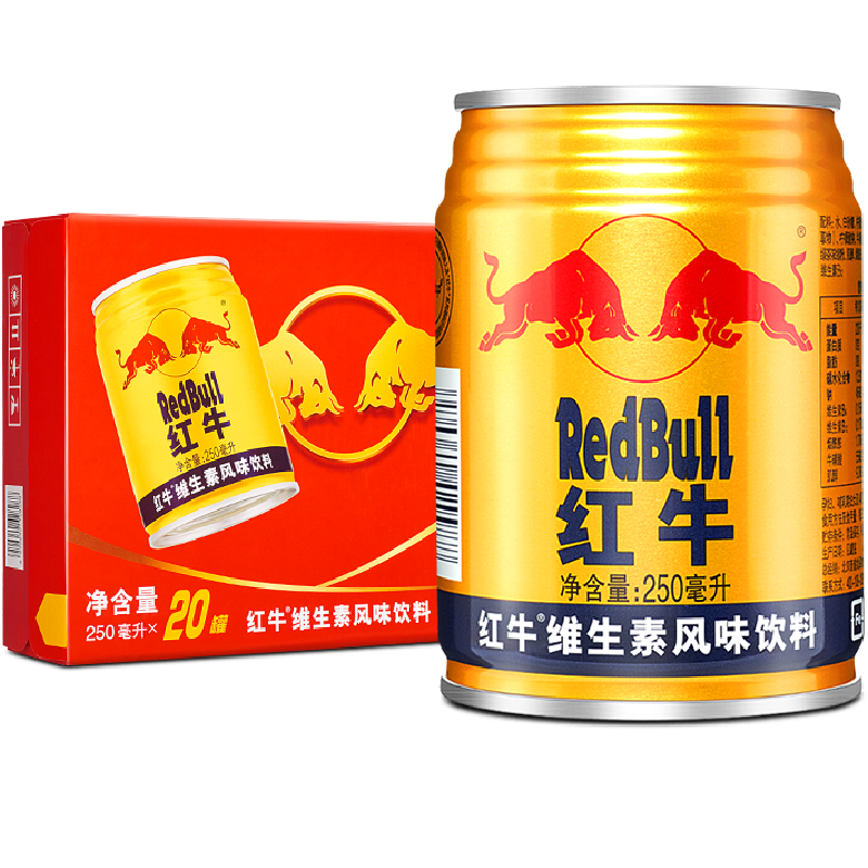 京东百亿补贴：Red Bull 红牛 维生素风味饮料 250ml*20罐 礼盒装 89元包邮（PLUS会员到手87.22元）