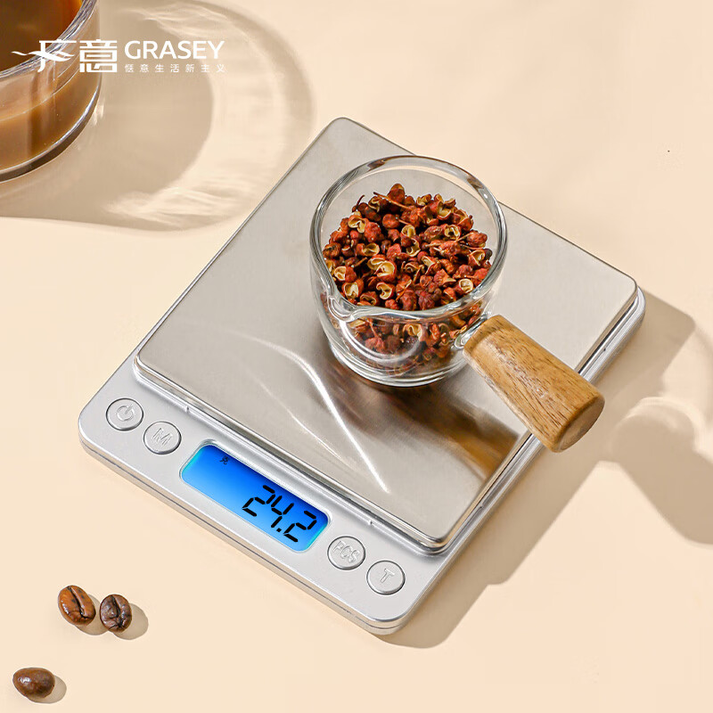 GRASEY 广意 厨房秤 家用精准电子厨房称烘培食物称不锈钢3kg/0.1g GY8525 14.66元