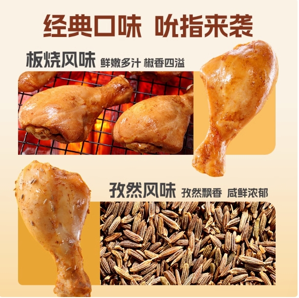 优形 去皮鸡腿 开袋即食 板烧4袋+孜然4袋 （75g*16袋） 30.9元（需买2件，需用