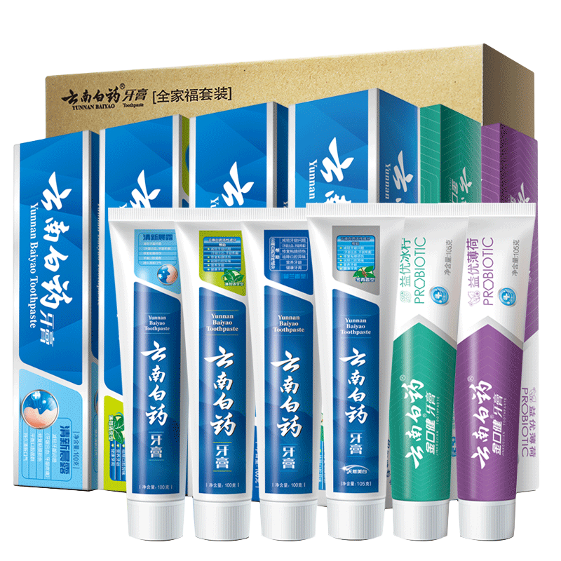 云南白药 牙膏全家福套装6支/615g 76元(需领券)