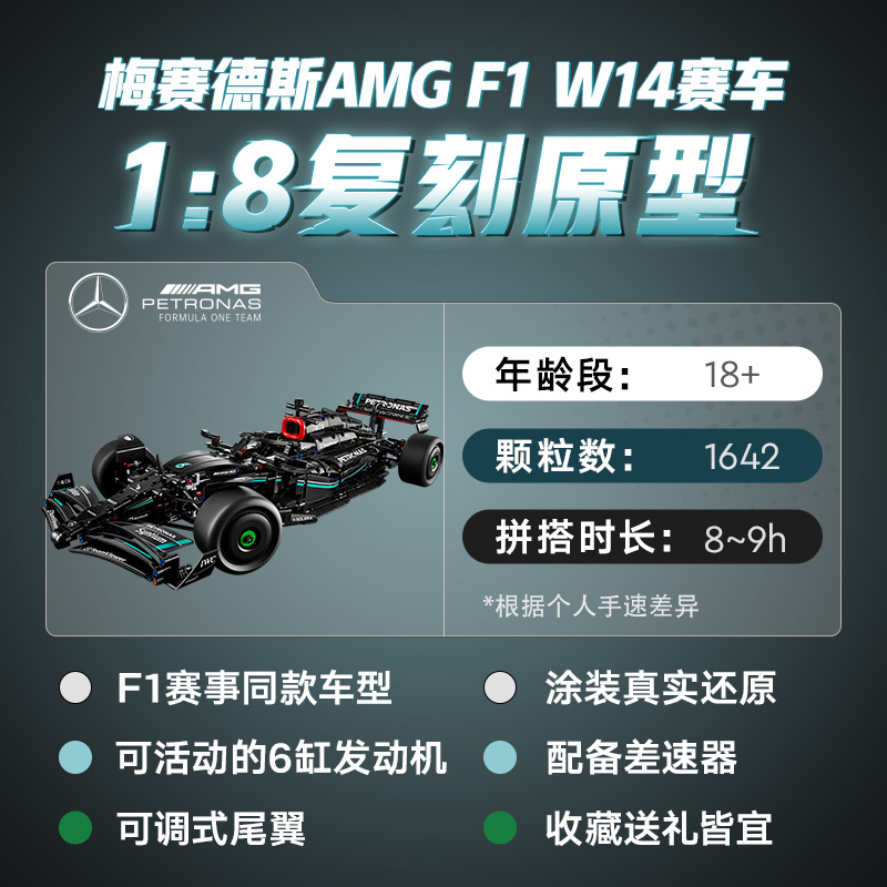 LEGO 乐高 Mercedes-AMG F1 W14 E 赛车42171儿童拼插积木玩具18+ 1376.55元