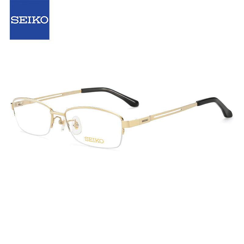 SEIKO 精工 [免费配镜]眼镜框男款半框钛材眼镜架近视配镜光学镜架H01120 01金