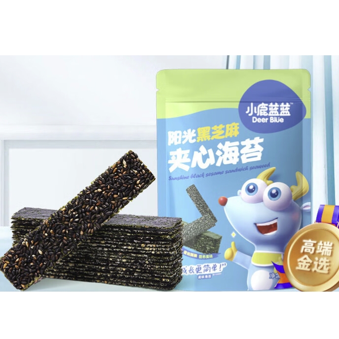 小鹿蓝蓝 儿童零食黑芝麻夹心海苔 40g 11.95元