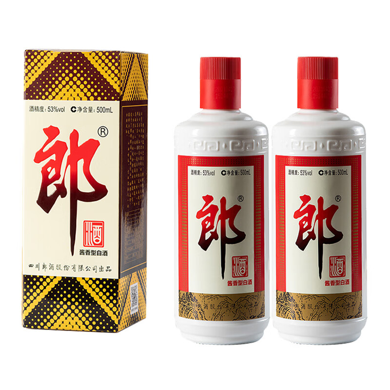 LANGJIU 郎酒 郎牌普郎 酱香型 53度 500mL 2瓶 （含礼品袋） 376.51元（需用券）