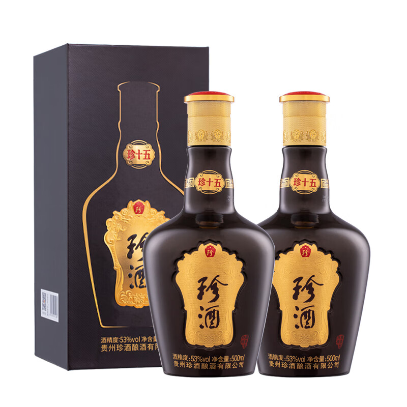 珍酒 珍十五 53度 酱香型白酒 500ml*2瓶装 730元