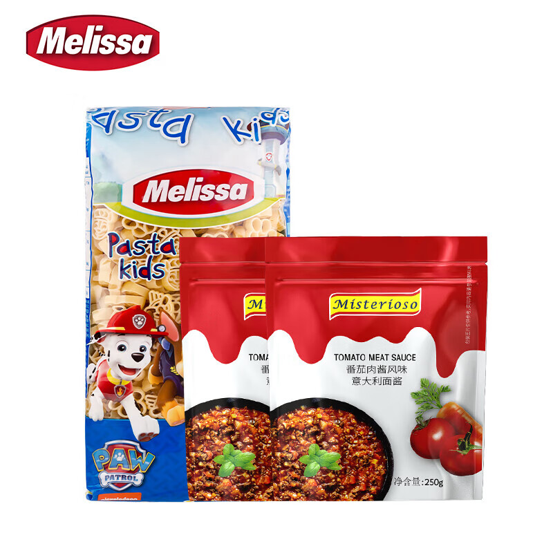 Melissa 麦丽莎 汪汪巡逻队卡通儿童意面500g+番茄肉酱250g*2 31.9元（需用券）