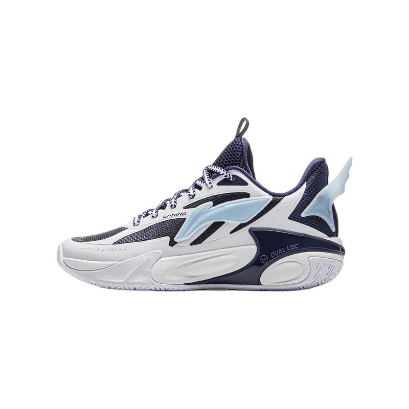李宁 童鞋儿童篮球鞋男大童风影2.0V2-夏季版支撑回弹运动鞋YKBV032 标准白/深