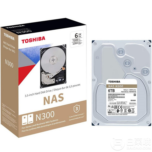 Toshiba 东芝 N300系列 7200RPM 128MB NAS专用 机械硬盘6TB1091.22元