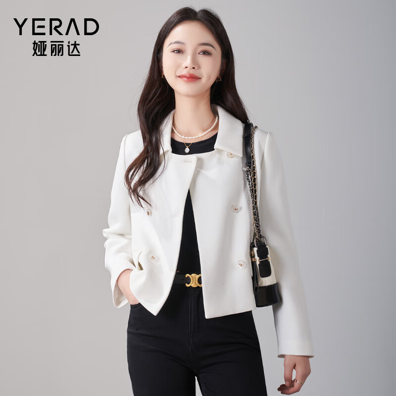 YERAD 娅丽达 通勤OL气质短款小香风外套女2024春季小个子夹克上衣女 白色(K0) 