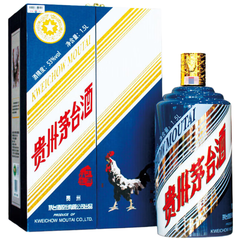 20点、PLUS会员：（MOUTAI）茅台 生肖纪念 丁酉鸡年 酱香型白酒 53度 1.5L 单瓶