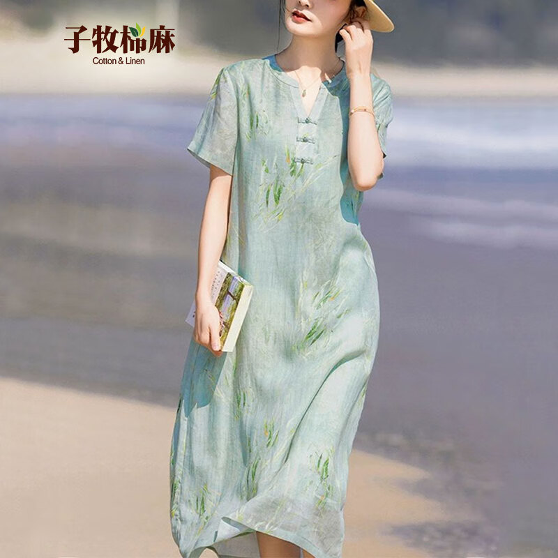 子牧棉麻 短袖连衣裙 M (建议95-115斤) 89元(需用券)