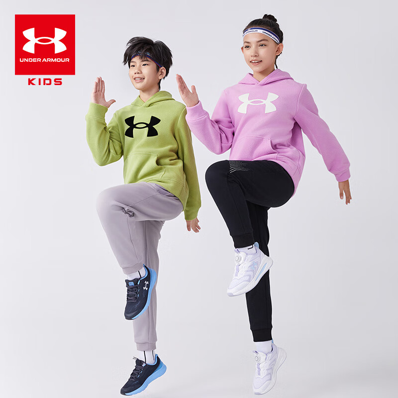 UNDER ARMOUR 安德玛 男大童连帽宽松加绒卫衣 244303166 160cm 89.3元包邮（需凑单