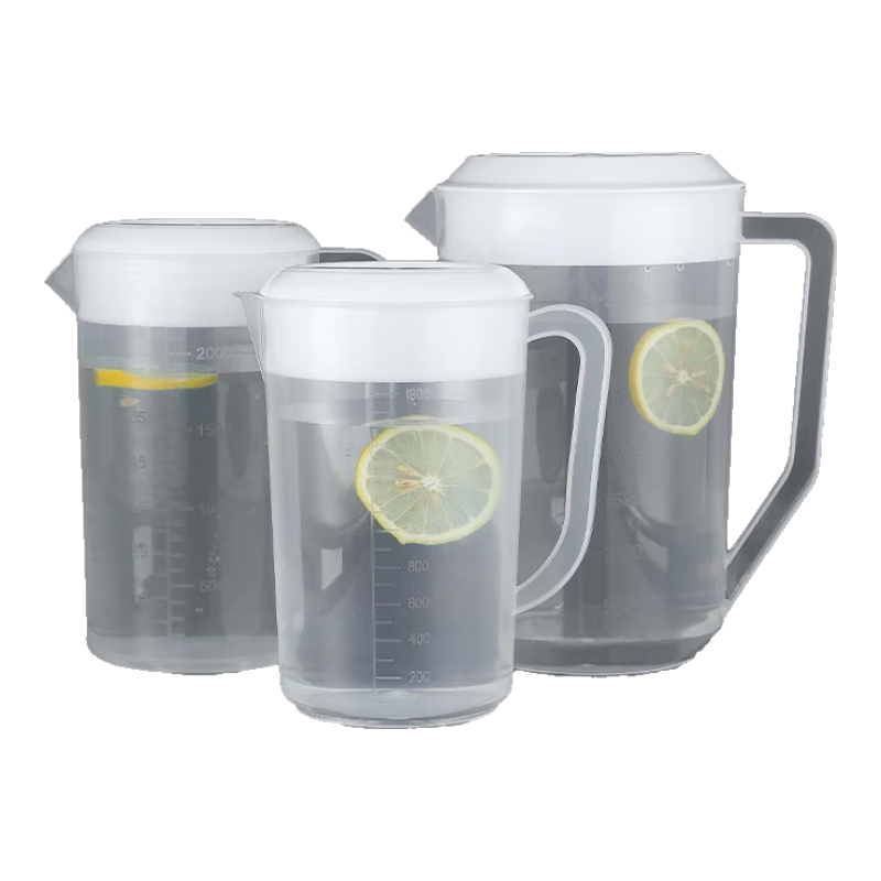 再降價：塑料耐高溫帶刻度涼水壺 半透明 1800ml*2個 6.99元（買一送一，合3.5