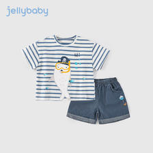 JELLYBABY 男童夏季短袖套装 蓝色条纹 80cm 60元（需用券）