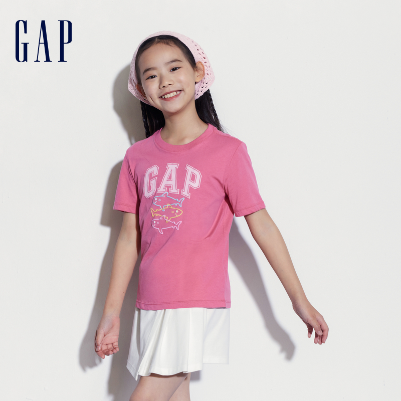 Gap 盖璞 男女童2024夏季新款纯棉字母logo印花短袖T恤儿童装上衣546502 79元