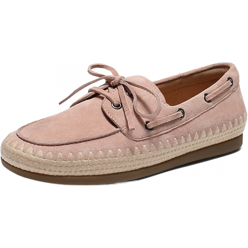 百丽 复古度假风羊皮乐福鞋女2026春新柔软舒适薄底单鞋B2975AA6 粉色 36 (230mm)