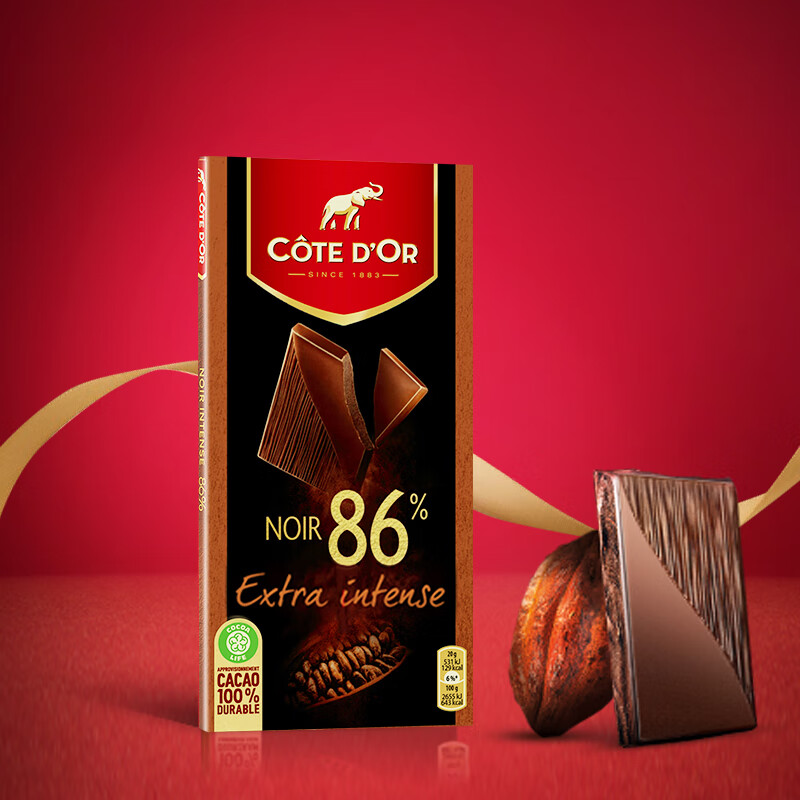 克特多金象 进口86%100g×4排可可黑巧克力 34.49元