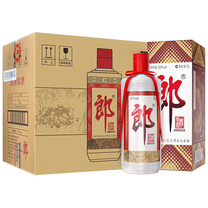 京东百亿补贴、plus会员:郎酒郎牌郎酒 酱香型高度白酒 53度 1000ml*6瓶 整箱装