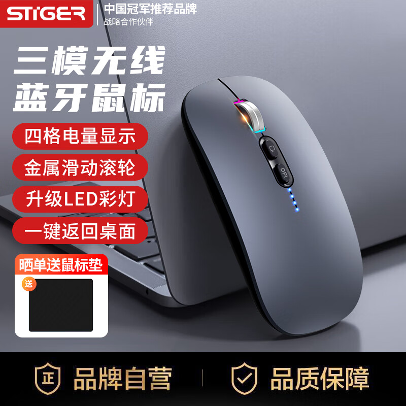 STIGER 斯泰克 CK142 无线蓝牙三模鼠标 一键返回桌面电量显示 56.9元