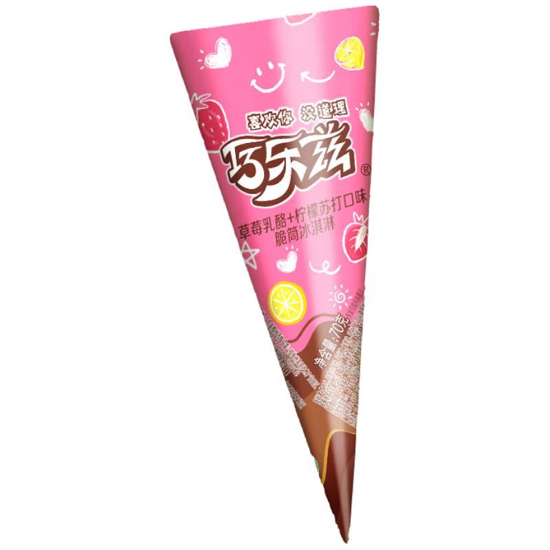 伊利 巧乐兹草莓乳酪柠檬口味 &脆筒冰淇淋70克/支*4支 11.68元