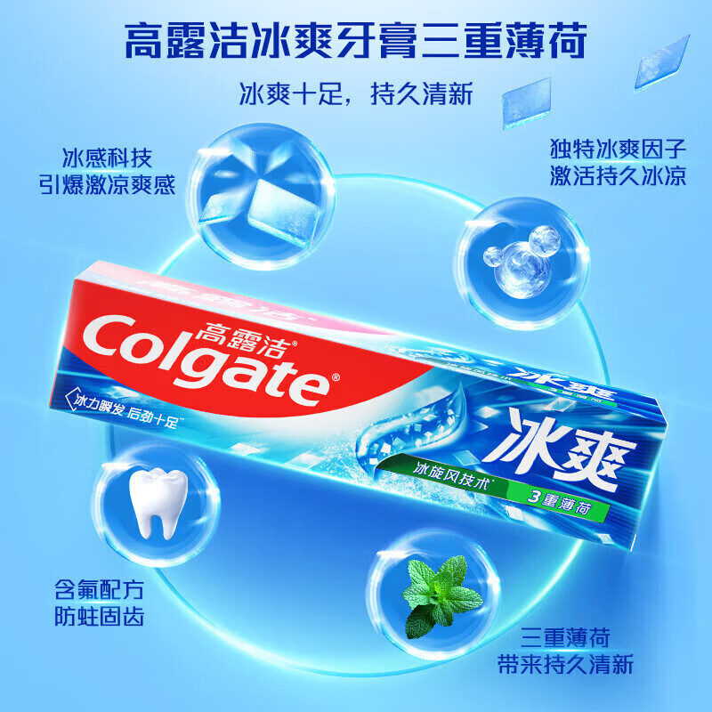 高露洁 清新口气亮白牙膏 冰爽三重薄荷120g*2支 12.9元 - 线报酷